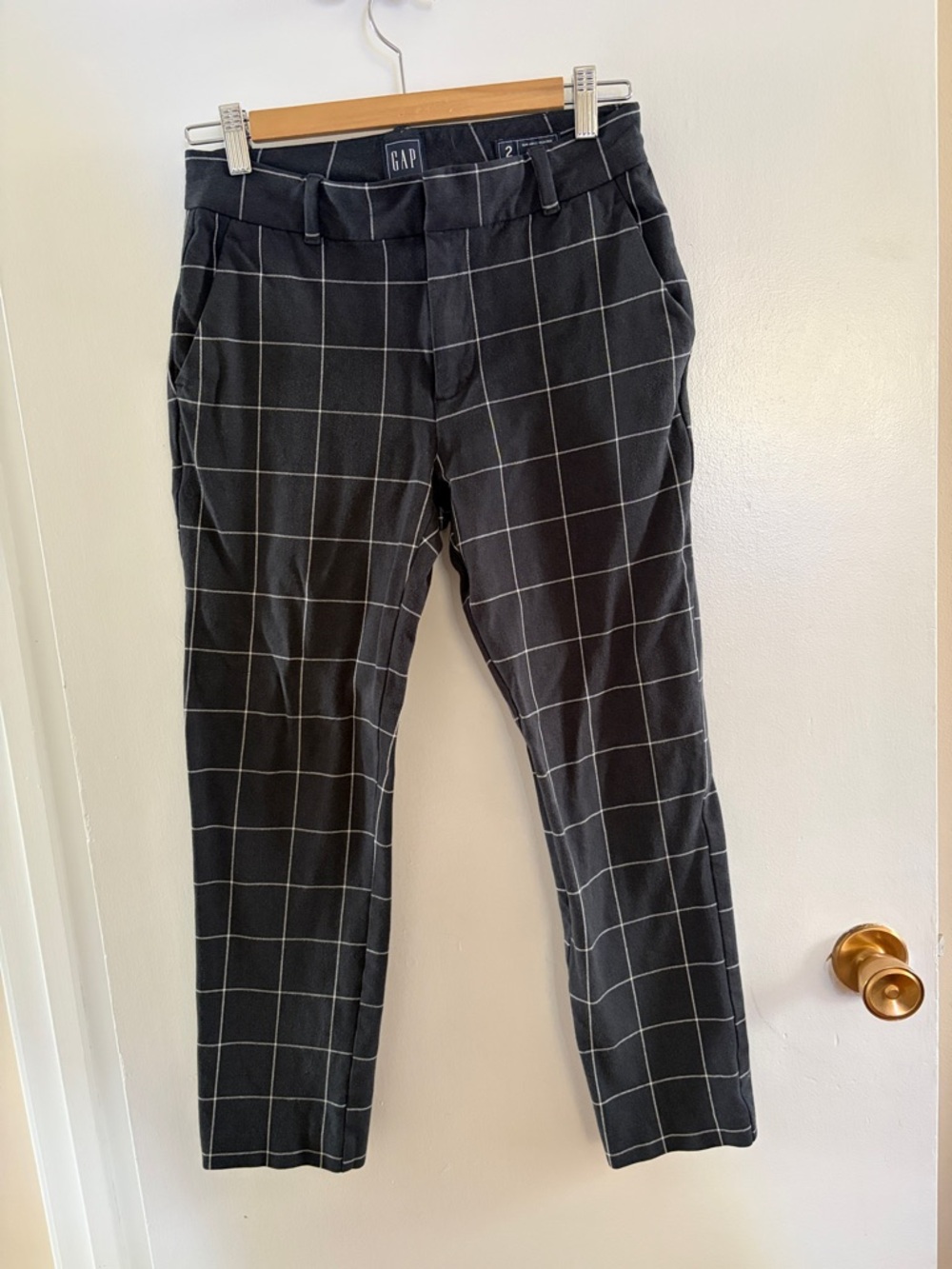 Gap women’s plaid slim ankle high rise pants size 2